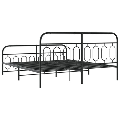 Giroletto con Testiera e Pediera Metallo Nero 193x203 cm | homemem39