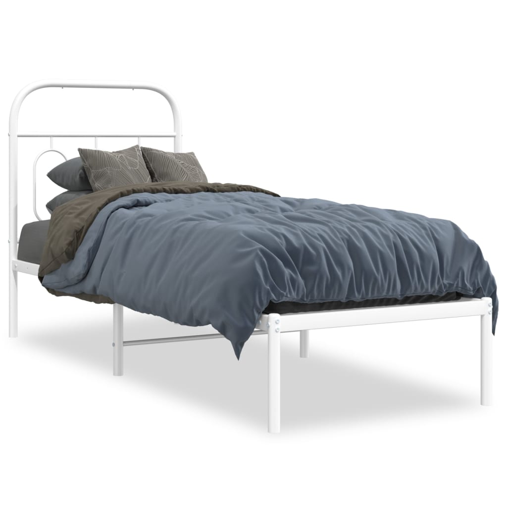 Giroletto senza Materaso con Testiera Metallo Bianco 75x190 cm | homemem39