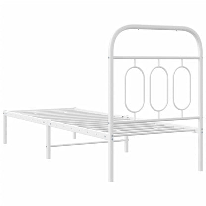 Giroletto senza Materaso con Testiera Metallo Bianco 75x190 cm | homemem39