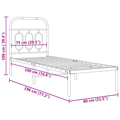 Giroletto senza Materaso con Testiera Metallo Bianco 75x190 cm | homemem39