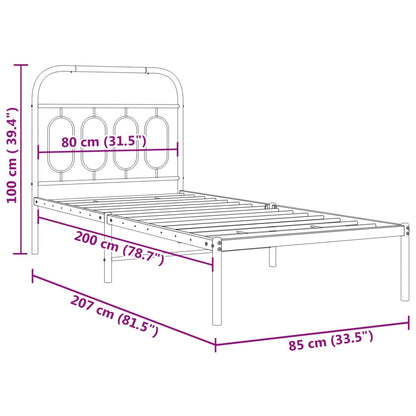 Giroletto con Testiera Metallo Bianco 80x200 cm | homemem39