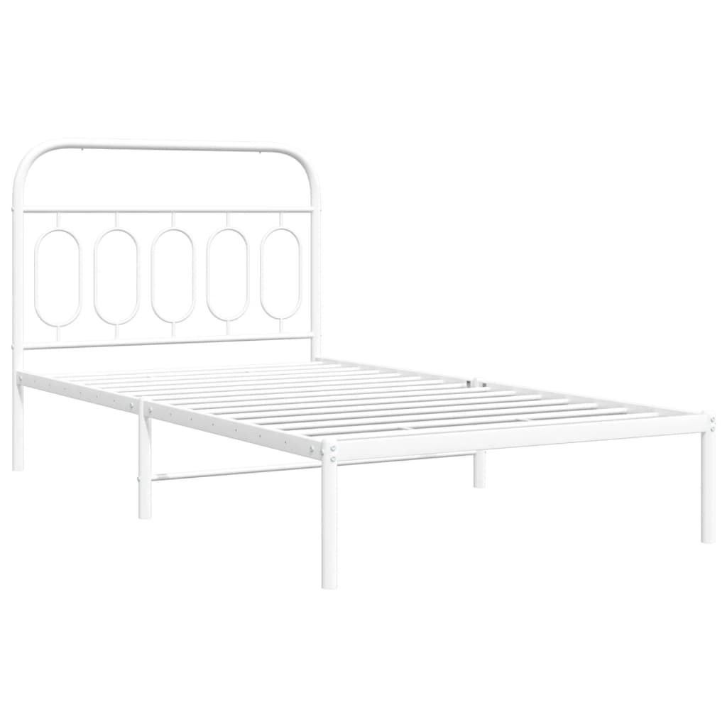 Giroletto con Testiera Metallo Bianco 100x200 cm | homemem39