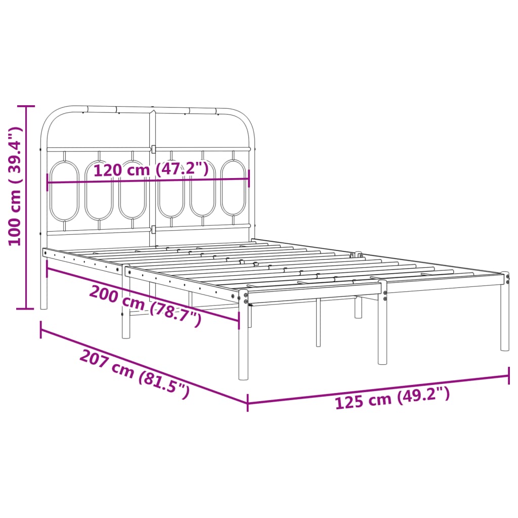 Giroletto con Testiera in Metallo Bianco 120x200 cm | homemem39