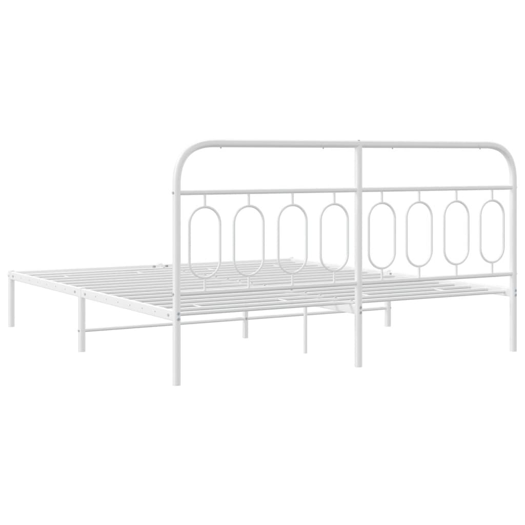 Giroletto con Testiera Metallo Bianco 160x200 cm | homemem39