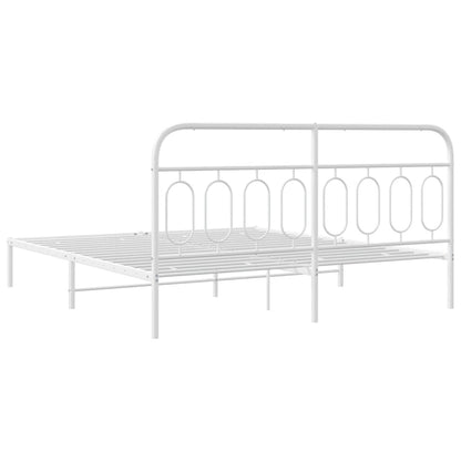 Giroletto con Testiera Metallo Bianco 160x200 cm | homemem39