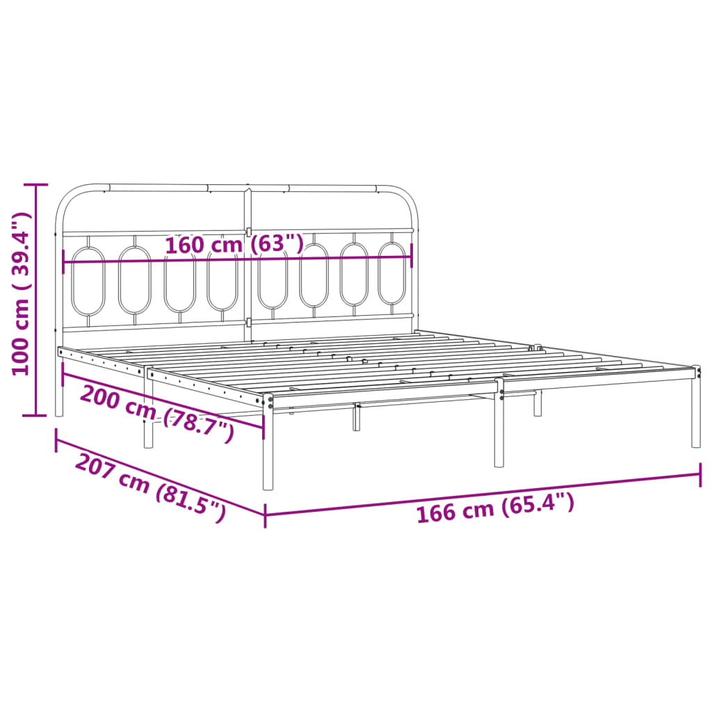 Giroletto con Testiera Metallo Bianco 160x200 cm | homemem39