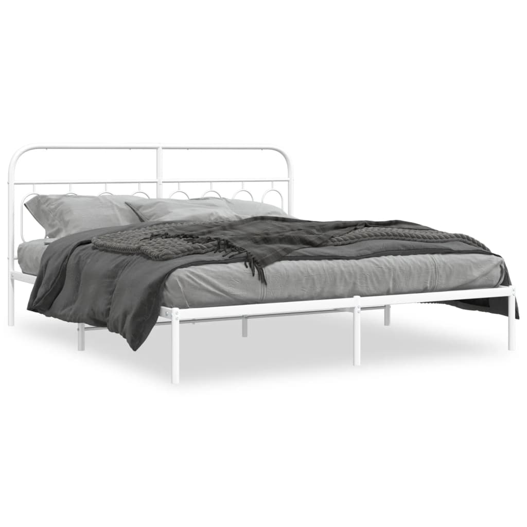 Giroletto con Testiera Metallo Bianco 183x213 cm | homemem39