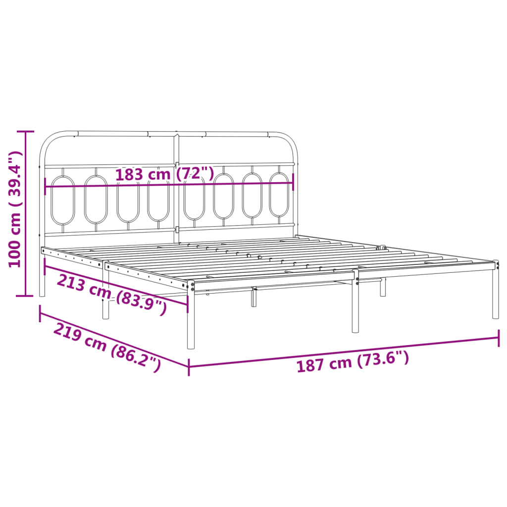 Giroletto con Testiera Metallo Bianco 183x213 cm | homemem39