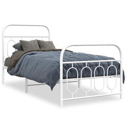 Giroletto con Testiera e Pediera Metallo Bianco 90x200 cm | homemem39