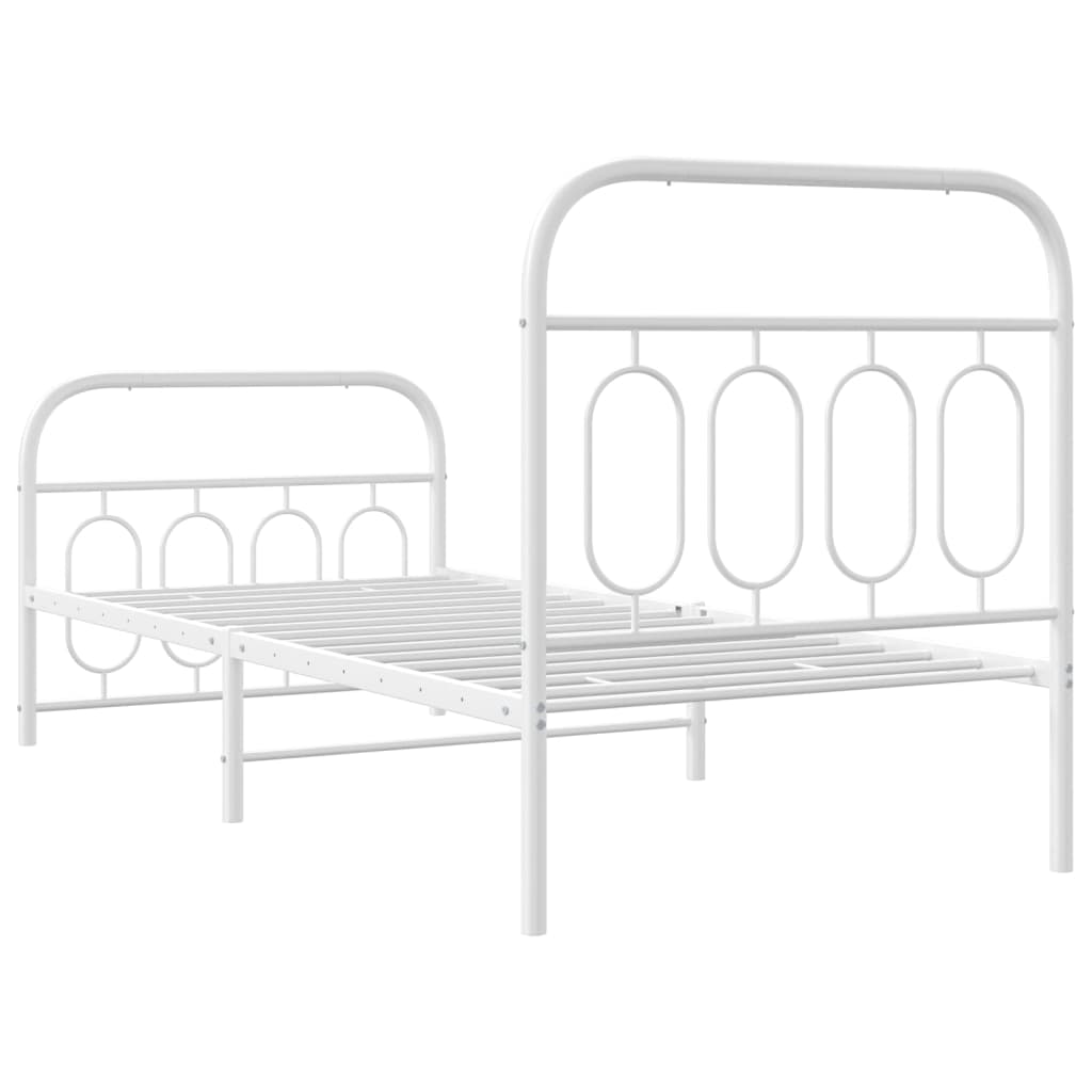 Giroletto con Testiera e Pediera Metallo Bianco 90x200 cm | homemem39