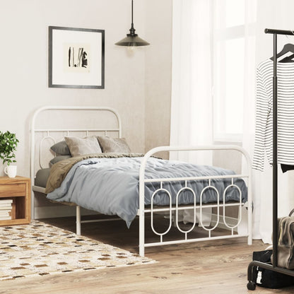 Giroletto con Testiera e Pediera Metallo Bianco 90x200 cm | homemem39