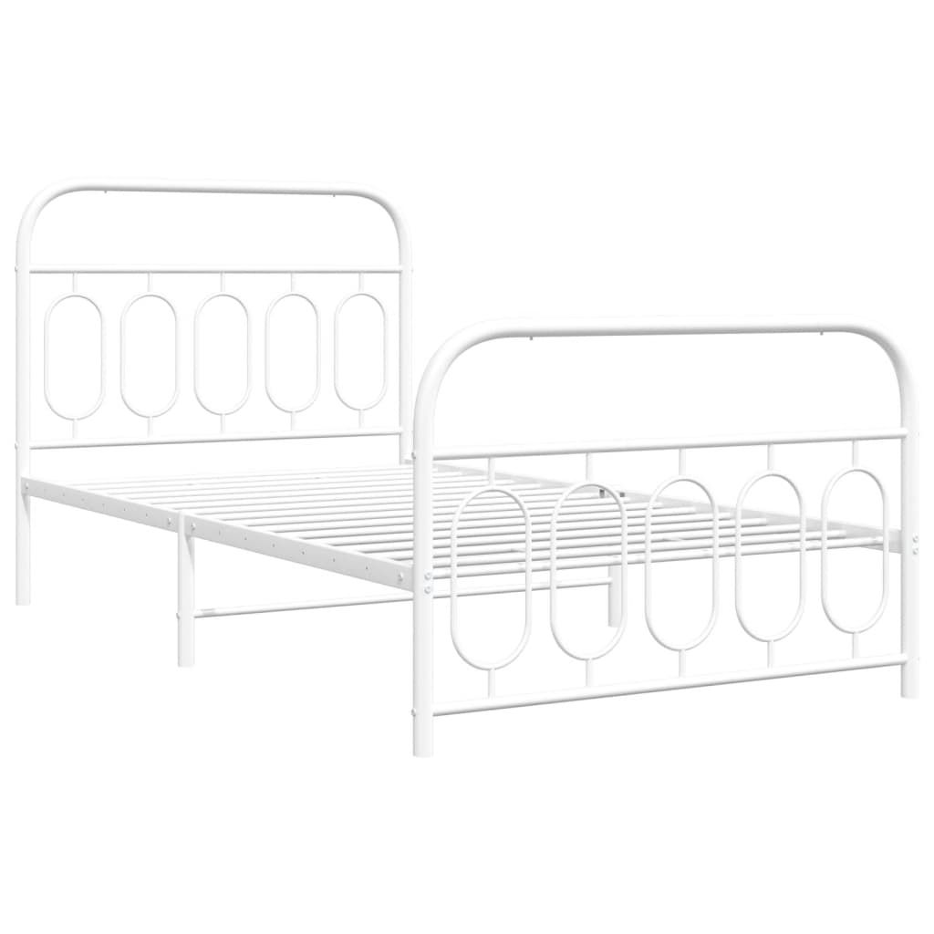 Giroletto con Testiera e Pediera Metallo Bianco 100x200 cm | homemem39
