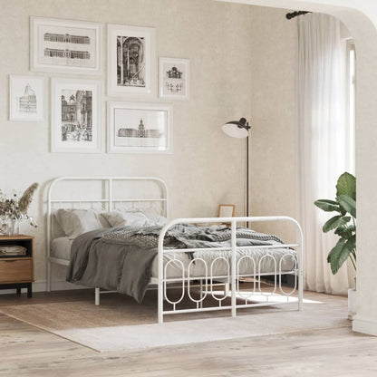 Giroletto con Testiera e Pediera Metallo Bianco 120x190 cm | homemem39