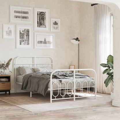Giroletto con Testiera e Pediera Metallo Bianco 120x200 cm | homemem39