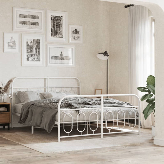 Giroletto con Testiera e Pediera Metallo Bianco 135x190 cm | homemem39