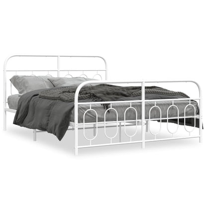 Giroletto con Testiera e Pediera Metallo Bianco 140x190 cm | homemem39