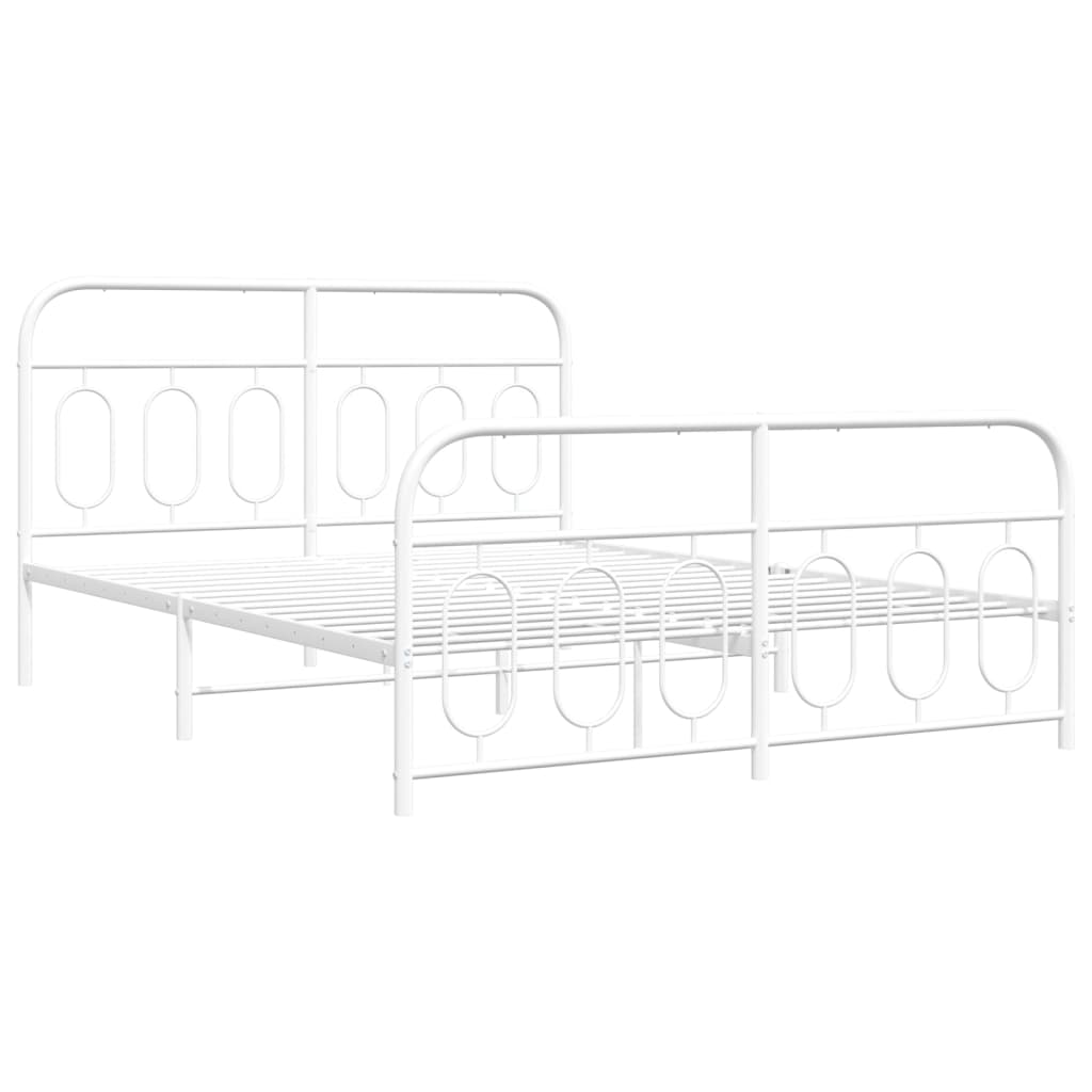 Giroletto con Testiera e Pediera Metallo Bianco 140x190 cm | homemem39