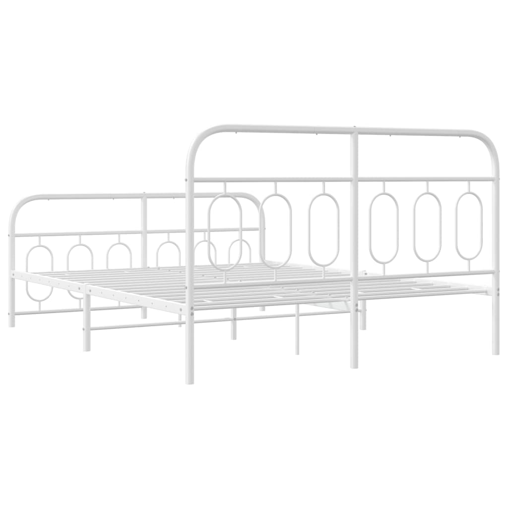 Giroletto con Testiera e Pediera Metallo Bianco 140x190 cm | homemem39