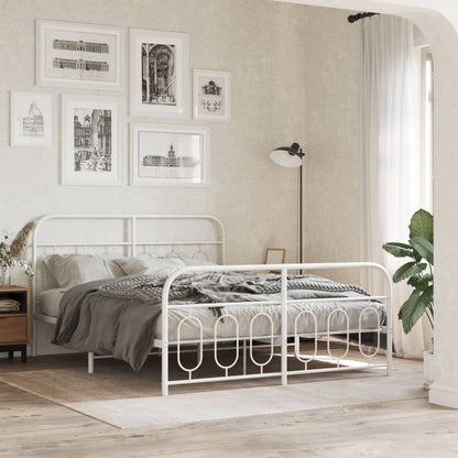Giroletto con Testiera e Pediera Metallo Bianco 140x190 cm | homemem39