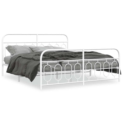 Giroletto con Testiera e Pediera Metallo Bianco 183x213 cm | homemem39