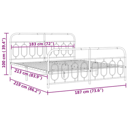 Giroletto con Testiera e Pediera Metallo Bianco 183x213 cm | homemem39