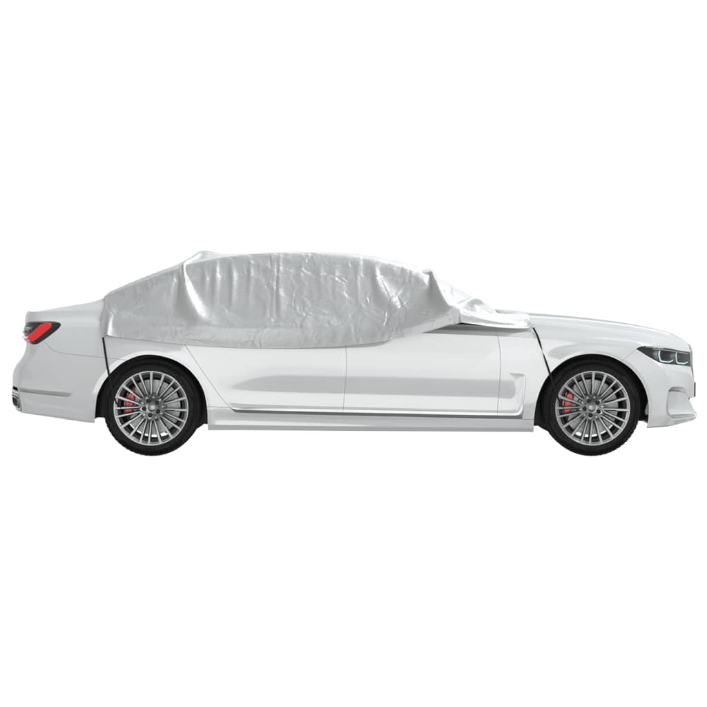 Mezza Copertura Auto con Ganci Argento M | homemem39