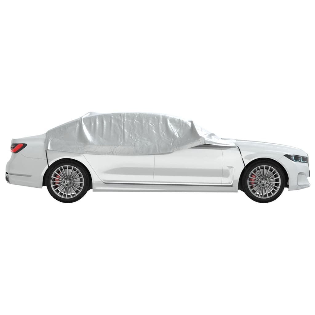 Mezza Copertura Auto con Ganci Argento XL PEVA | homemem39