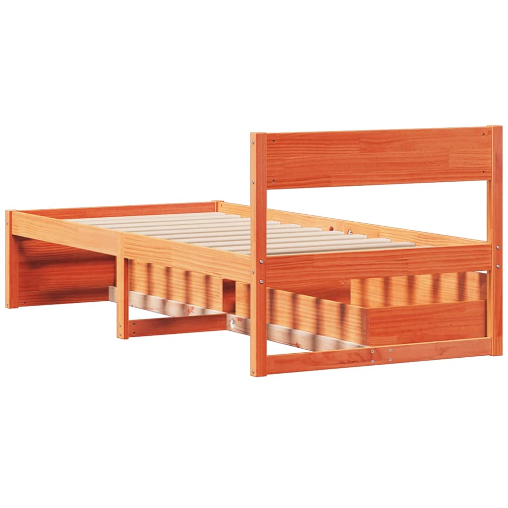 Letto senza Materasso Marrone Cera 100x200 cm in Legno di Pino
