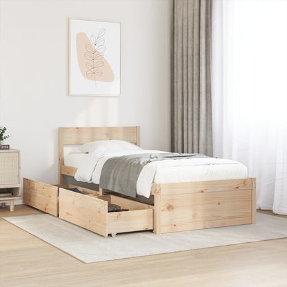 Letto senza Materasso 90x200 cm in Legno Massello di Pino - homemem39
