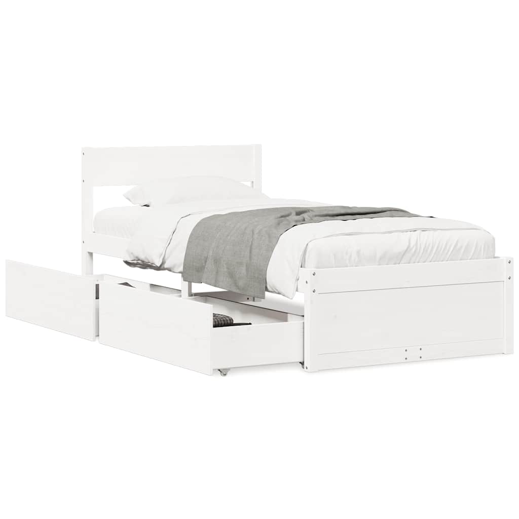 Letto senza Materasso Bianco 90x200 cm Legno Massello di Pino | homemem39