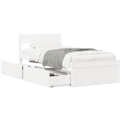 Letto senza Materasso Bianco 90x200 cm Legno Massello di Pino | homemem39