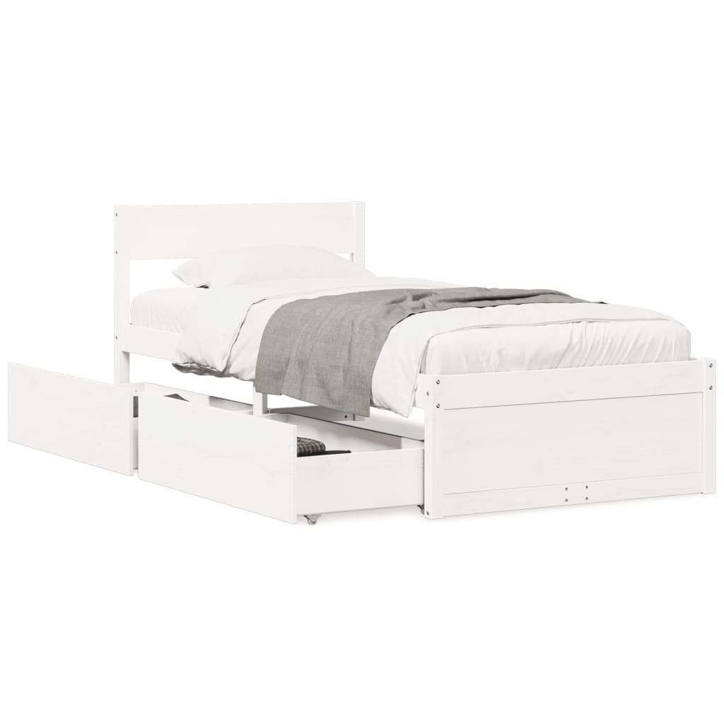 Letto senza Materasso Bianco 90x200 cm Legno Massello di Pino - homemem39
