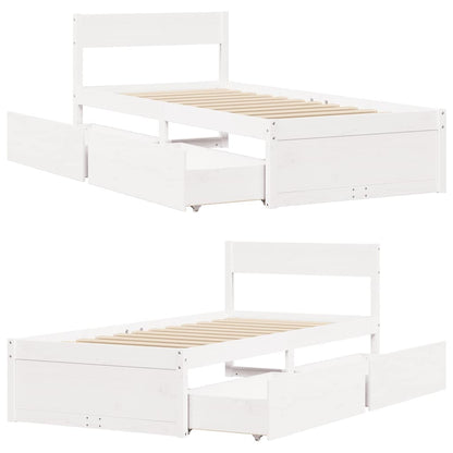 Letto senza Materasso Bianco 90x200 cm Legno Massello di Pino | homemem39