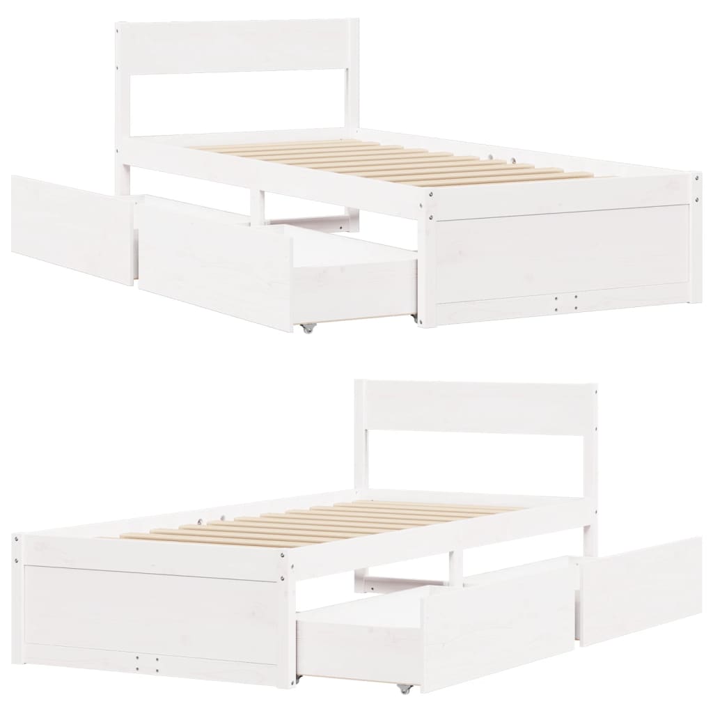 Letto senza Materasso Bianco 90x200 cm Legno Massello di Pino - homemem39