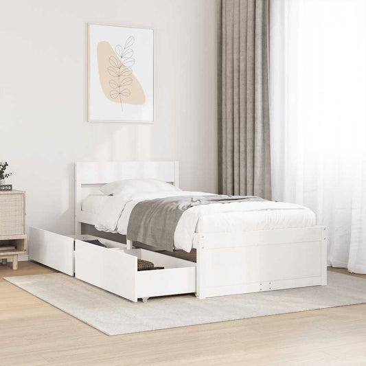 Letto senza Materasso Bianco 90x200 cm Legno Massello di Pino | homemem39