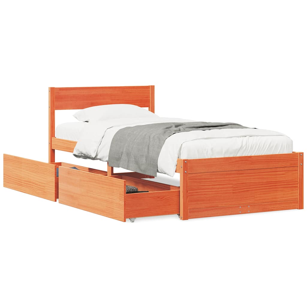 Letto senza Materasso Marrone Cera 90x200 cm Legno di Pino | homemem39