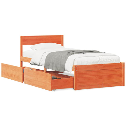 Letto senza Materasso Marrone Cera 90x200 cm Legno di Pino | homemem39