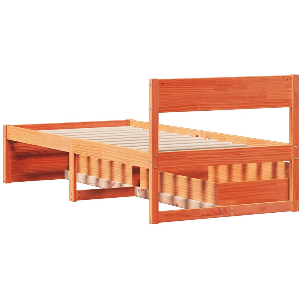 Letto senza Materasso Marrone Cera 90x200 cm Legno di Pino | homemem39