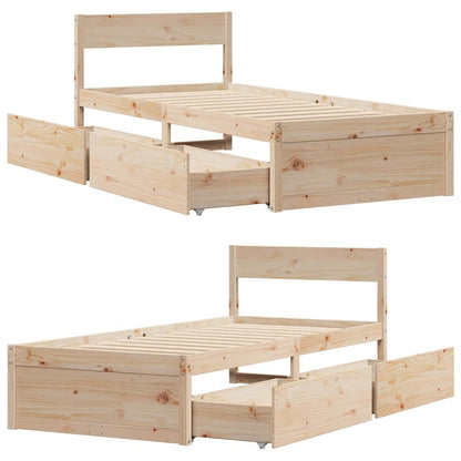 Letto senza Materasso 90x190 cm in Legno Massello di Pino | homemem39