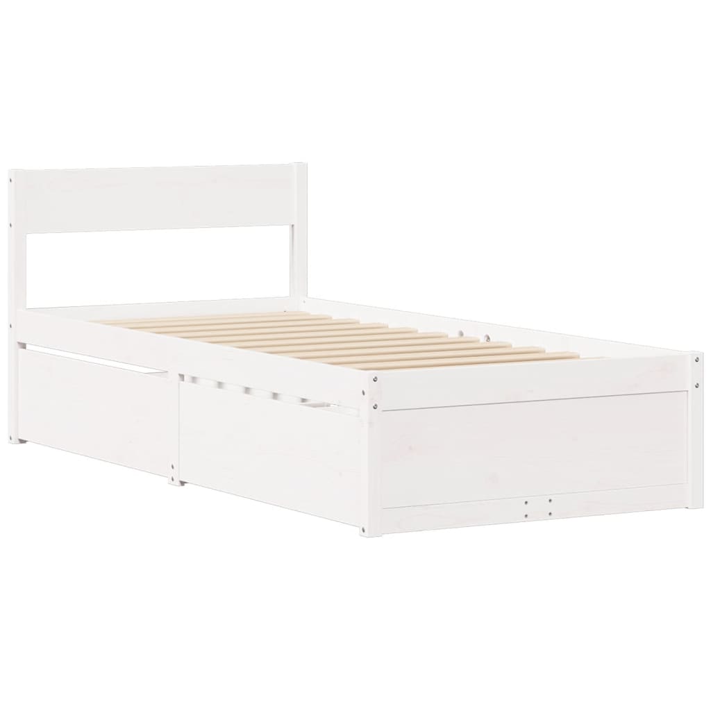 Letto senza Materasso Bianco 90x190 cm in Legno Massello Pino