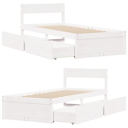 Letto senza Materasso Bianco 90x190 cm in Legno Massello Pino