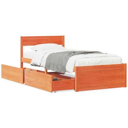 Letto senza Materasso Marrone Cera 90x190 cm in Legno di Pino | homemem39