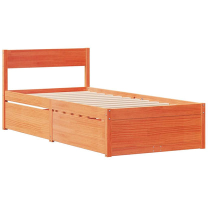 Letto senza Materasso Marrone Cera 90x190 cm in Legno di Pino | homemem39