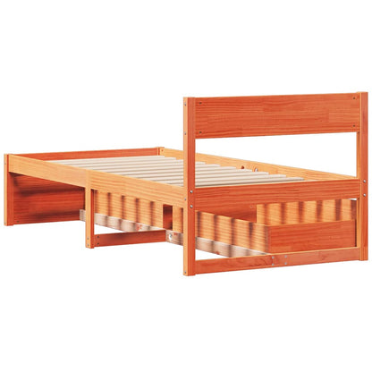 Letto senza Materasso Marrone Cera 90x190 cm in Legno di Pino | homemem39