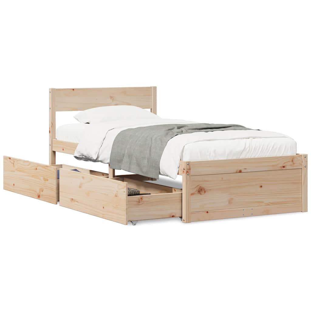 Letto senza Materasso 75x190 cm in Legno Massello Pino | homemem39