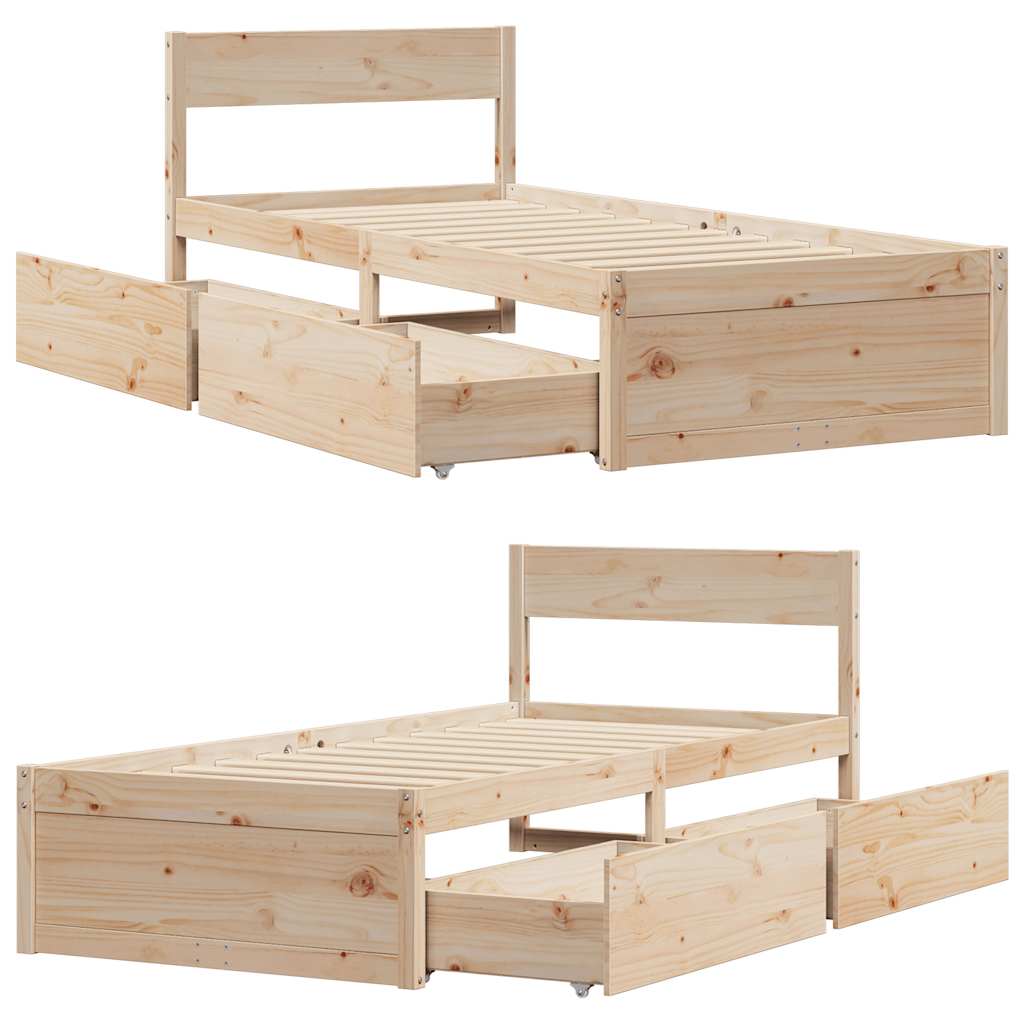 Letto senza Materasso 75x190 cm in Legno Massello Pino | homemem39