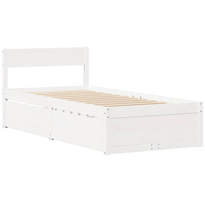 Letto senza Materasso Bianco 75x190 in Legno Massello di Pino