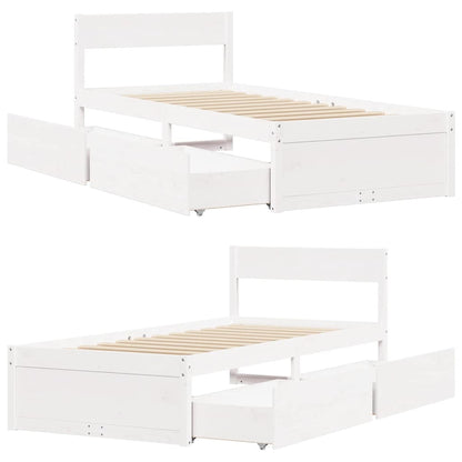 Letto senza Materasso Bianco 75x190 in Legno Massello di Pino