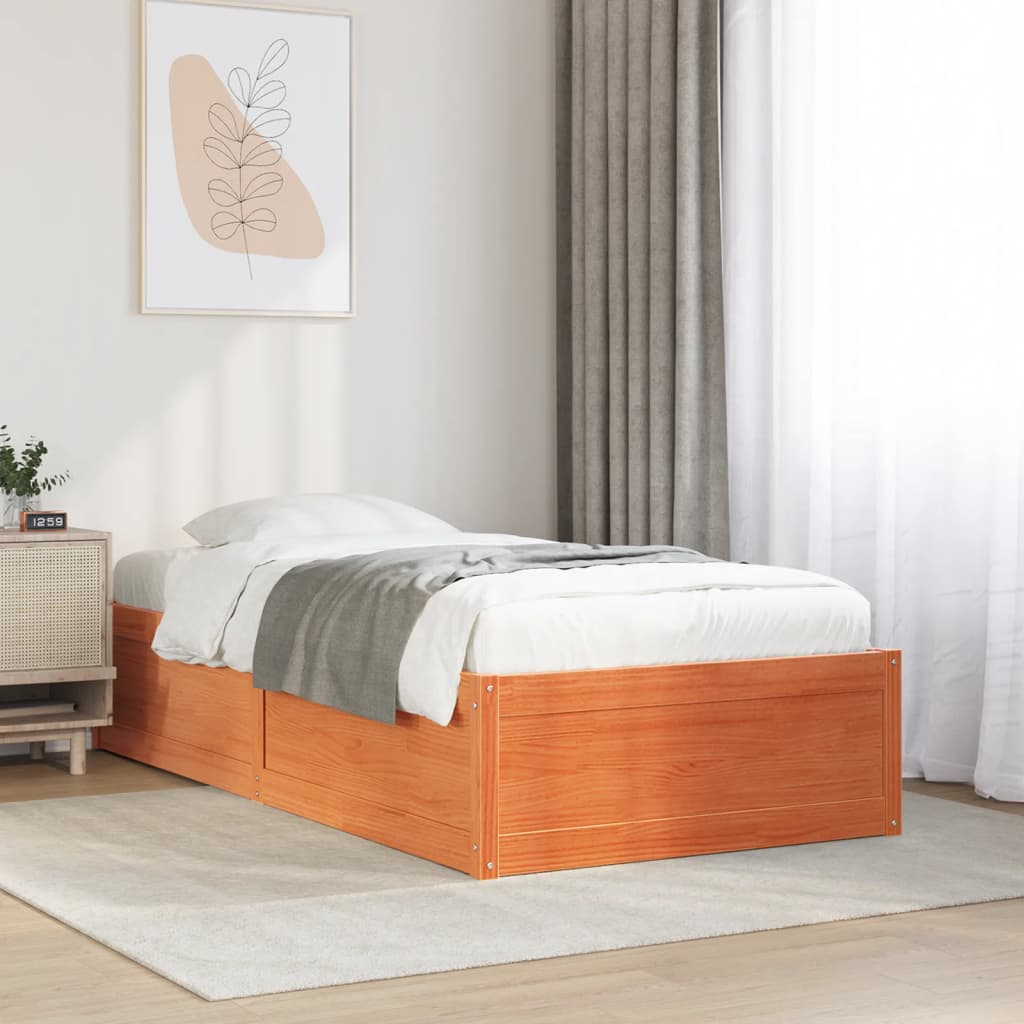 Letto senza Materasso Marrone Cera 100x200 cm in Legno di Pino - homemem39