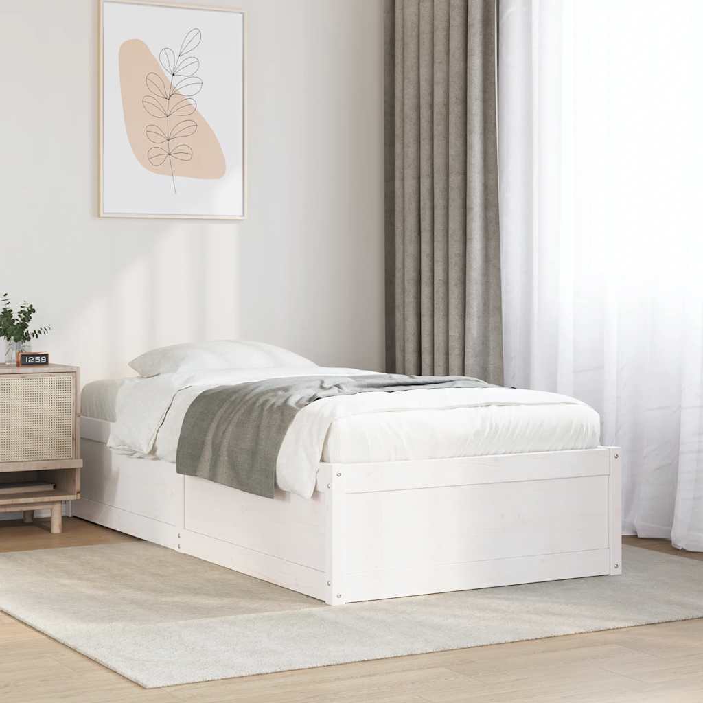 Letto senza Materasso Bianco 90x200 cm Legno Massello di Pino